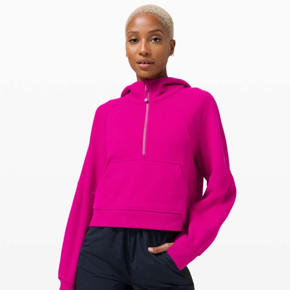 NWOT Lululemon Scuba Oversized 1/2 Zip Hoodie Ripened Raspberry Size XS/S